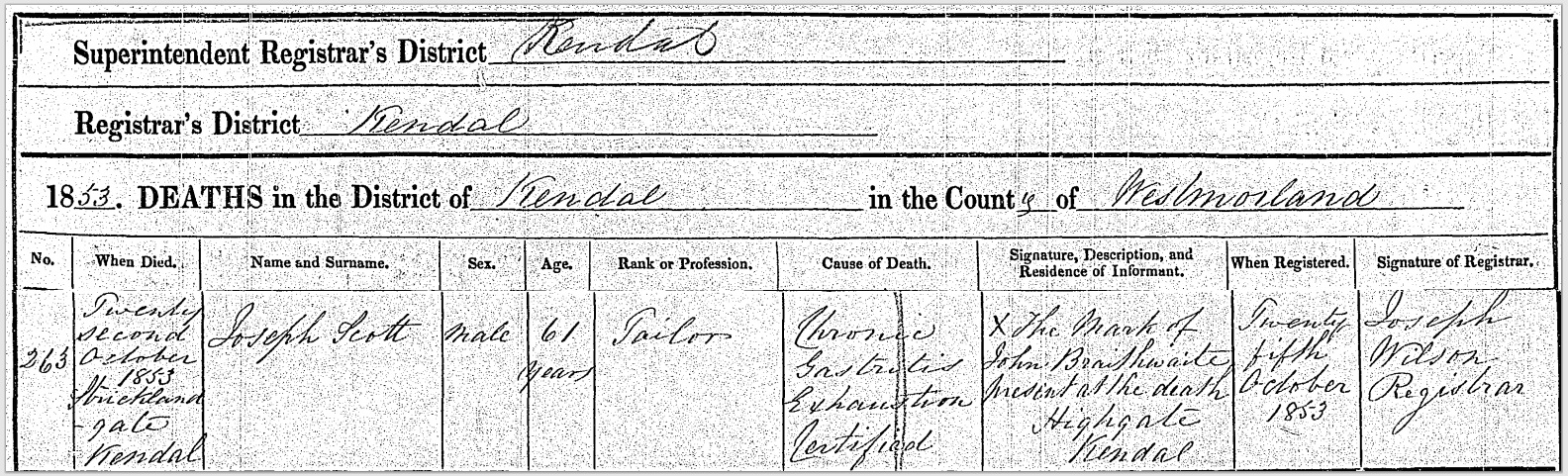 Joseph's death certificate